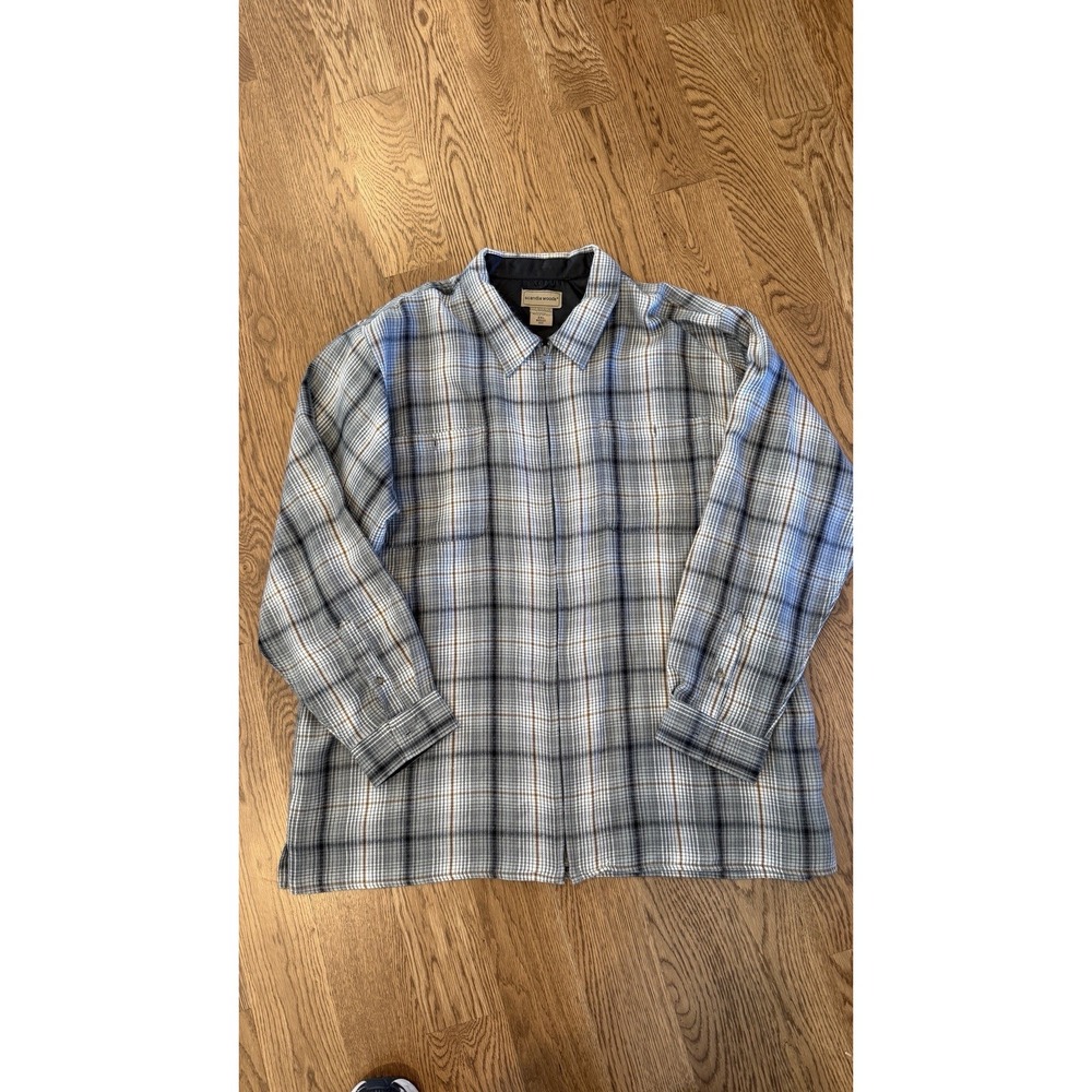 Scandia Woods Jacket Gray Check Shirt Jacket Shacket Pockets Full Zip 2XL